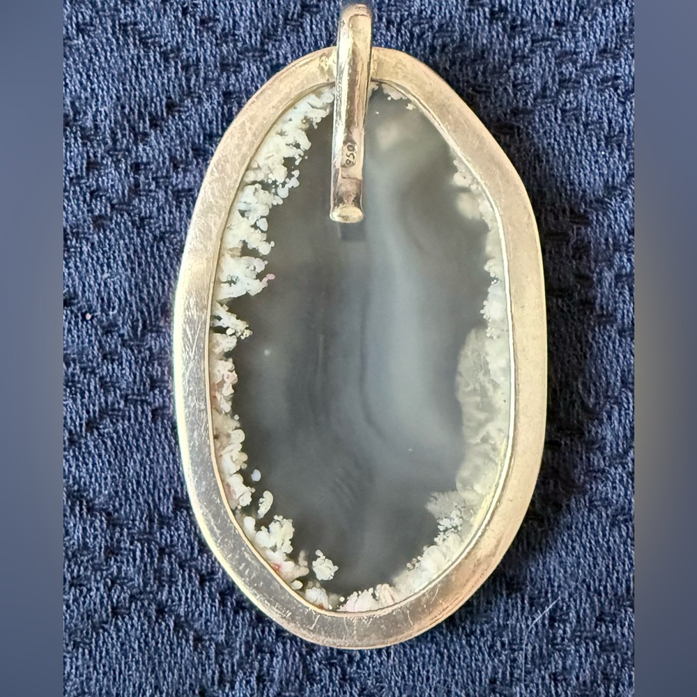 Silver 925 Agate Geode Slice, Semitransparent, Pe… - image 1